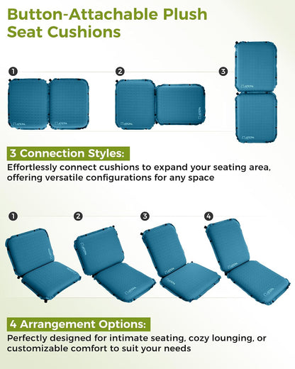 ATEPA Inflatable Seat Cushion | 2" & 2.5" foam core seat pad, Self inflating, Compact, Stadium, Airplane, Travel, Camping, Hiking, Sports events