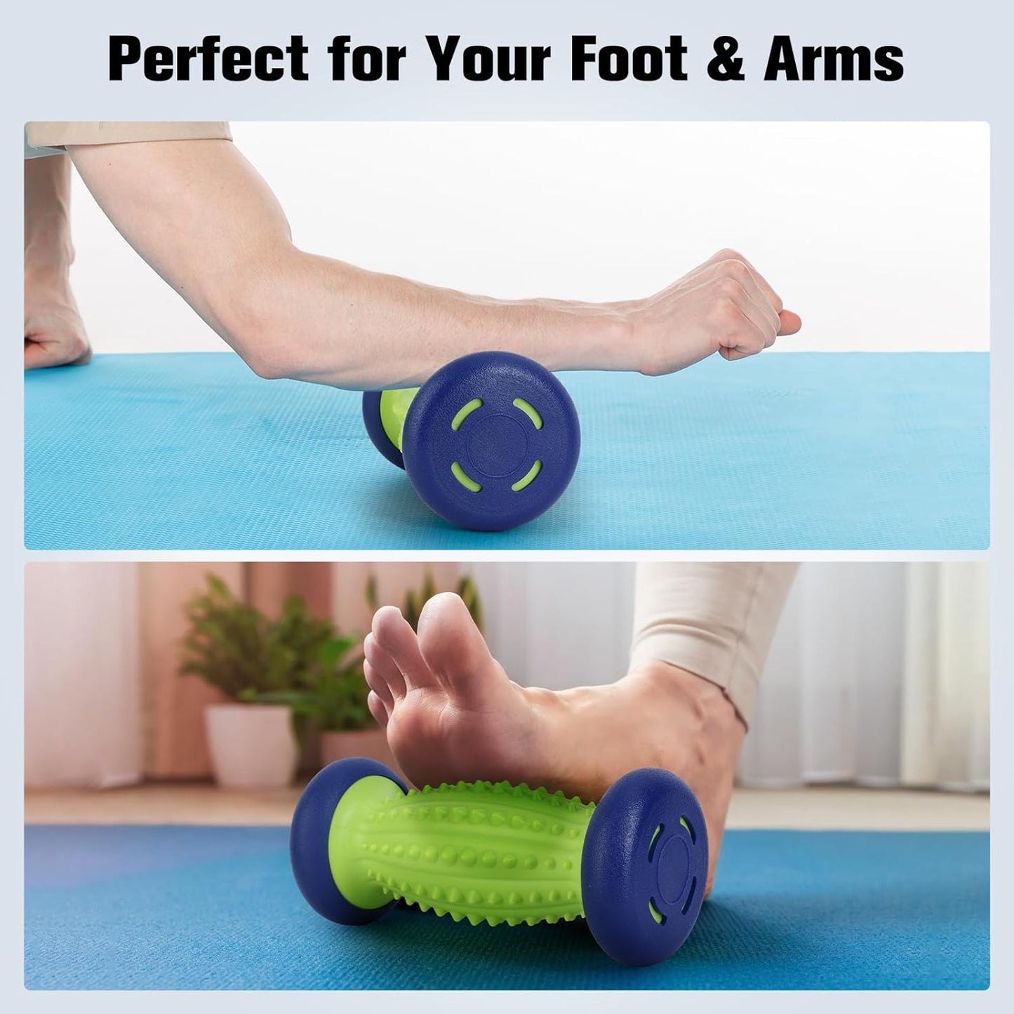 Maliton Massage Ball Set - 3 in 1 - with Foot Roller & Spiky Balls | Relieves plantar fasciitis, heel spurs, muscle pain, Ergonomic deep tissue roller, For feet, back, neck, Durable