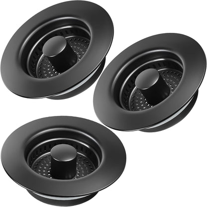 TGOSOMT Kitchen Sink Drain Strainer Stopper, Anti-Clog & Quick Drain | 3-IN-1 Design, Stainless Steel 304, Removable Strainer Basket, Corrosion & Scratch Resistant, Fits US Standard 3-1/2" Drain