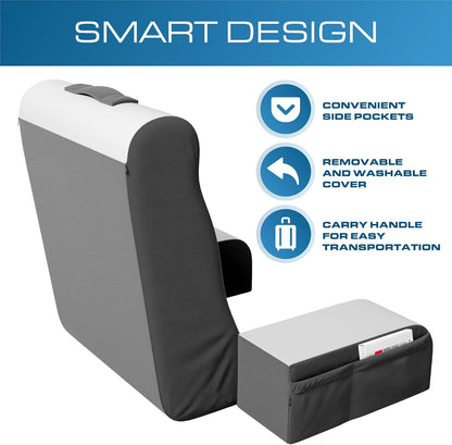 Kölbs Reading Pillow, Full Support Comfort Solid Foam, Back Cushion for Bed Sitting Up TV Book Gaming - Back Support Backrest Use on Mattress or Sofa (Grey/White, Tall)