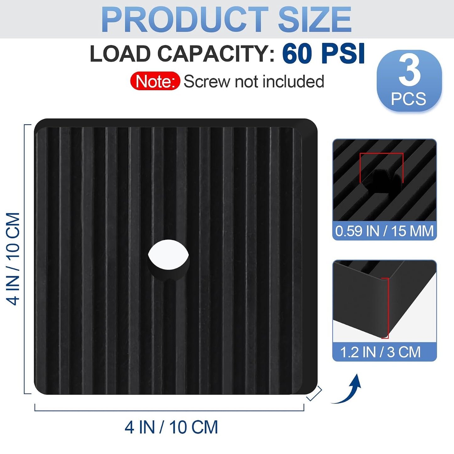 ToLanbbt 4 Pack Anti Vibration Pads for Washing Machine 4"x4", 7/8"T EVA Mechanical Damping Vibrating Sound Isolation Pad Rubber Isolator Mat for Compressor, Air Conditioner, Washer, Dryer, Treadmill