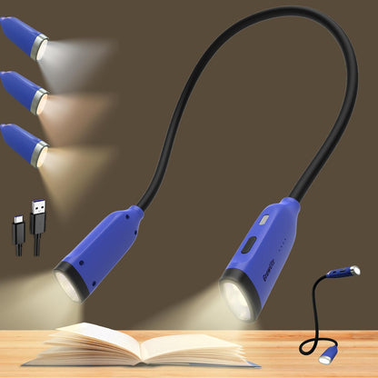 Neck Reading Light, 3 Color & Brightness Adjustable Book Light for Reading in Bed, Hands-Free, Lightweight, USB C Rechargeable, Eye-Caring, Perfect for Crafts, Camping, Kids & Adults (white)