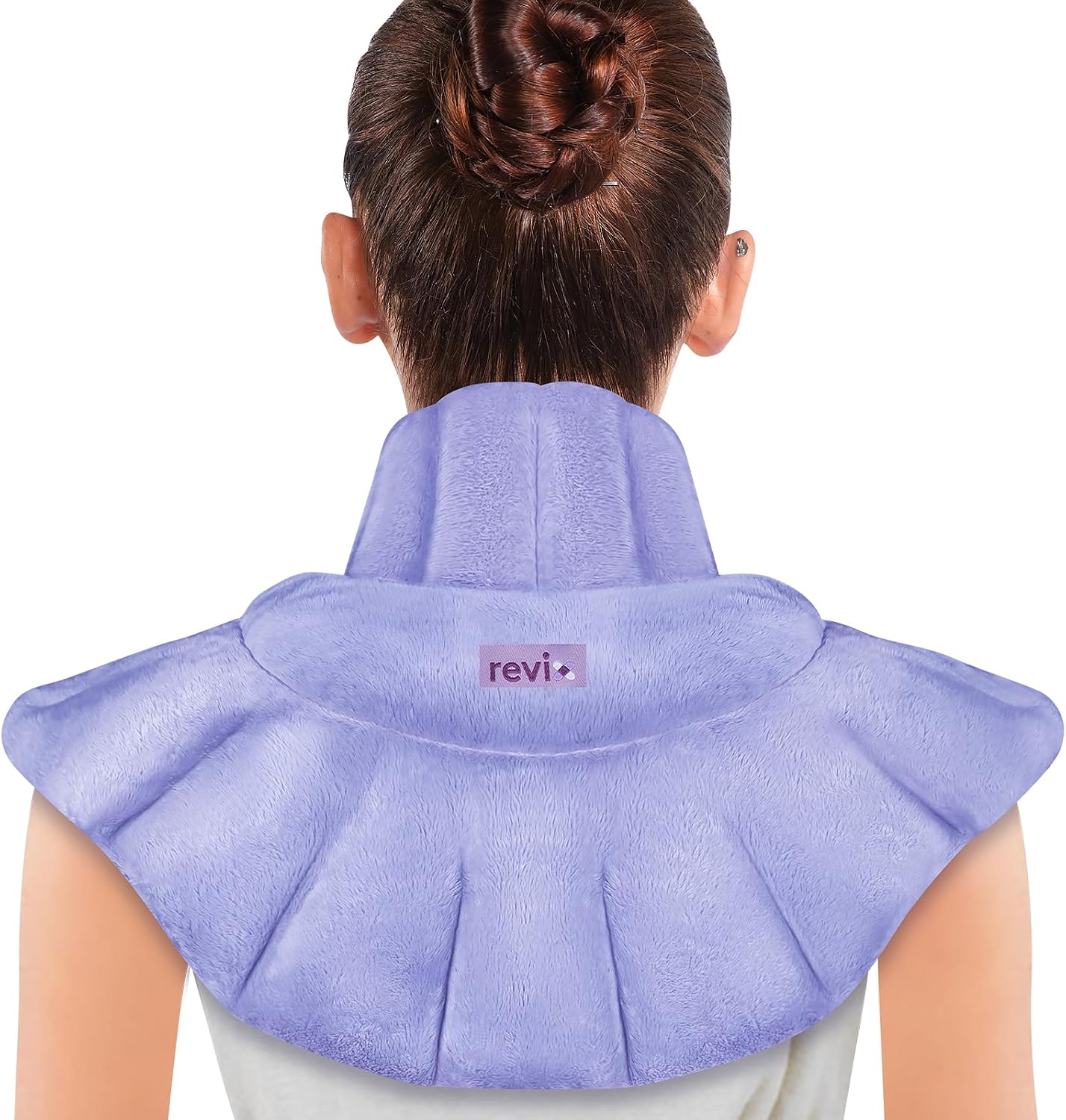 REVIX Microwavable Heating Pad for Neck Shoulders and Back, Microwave Heated Neck Wrap with Moist Heat, Light-Gray