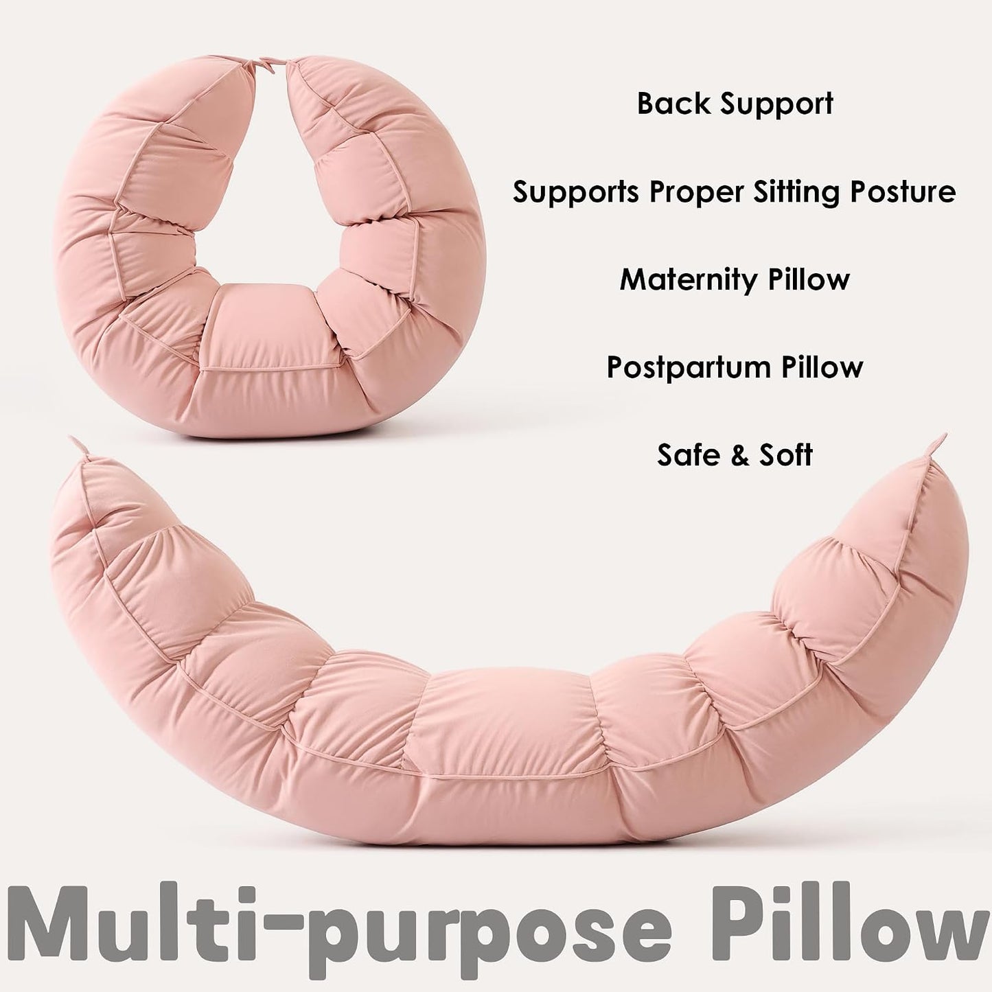 Peallow(Pat. Pend) – Long Round Body Pillow for Adults, Bolster Pillow for Sleeping, Soft and Supportive Pillow for Sleeping & Lumbar Support (Green-White, 29.5")