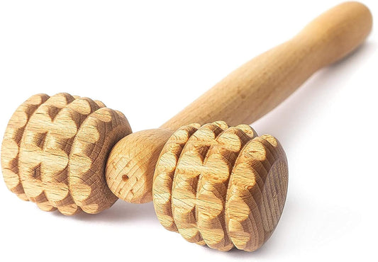 tuuli Accessories - T-Shape Massage Roller, Body and Face Roller, Multi-Functional Facial Massager, Helps Ease Muscle Tension and Supports Skin Health, Wooden Roller Massager Tool