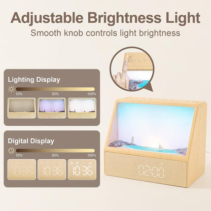 2026 Upgraded Sunset Alarm Clock，Knob Brightness & Volume Control | Sunrise Alarm Clock with 24 Soothing Sounds, Dual Alarms, Built-in Bluetooth for School，Bedroom, Sleeping, Adults & Teens