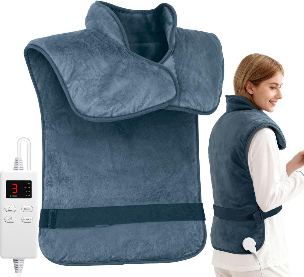 Wearable Heating Pad for Back Neck and Shoulders, Heating Wrap for Pain Relief, Gifts for Mom Grandma Women, Birthday Gifts for Women Men, Gifts for Women, Mothers Day Gifts