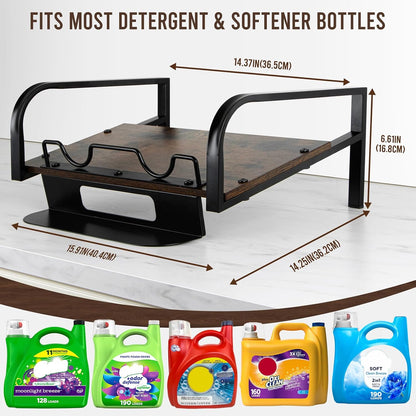 Laundry Detergent Holder Stand with Drip Tray, Liquid Detergent Riser | Laundry Soap Holder Organizer for Laundry Room, Brown