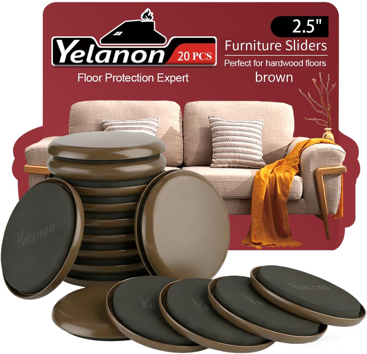Furniture Sliders for Carpet – 8 Pcs 9.5" Beige Movers | Durable sliders for furniture on carpet. Easy moving pads glide over rug. Long-lasting for heavy furniture. Protects floors.