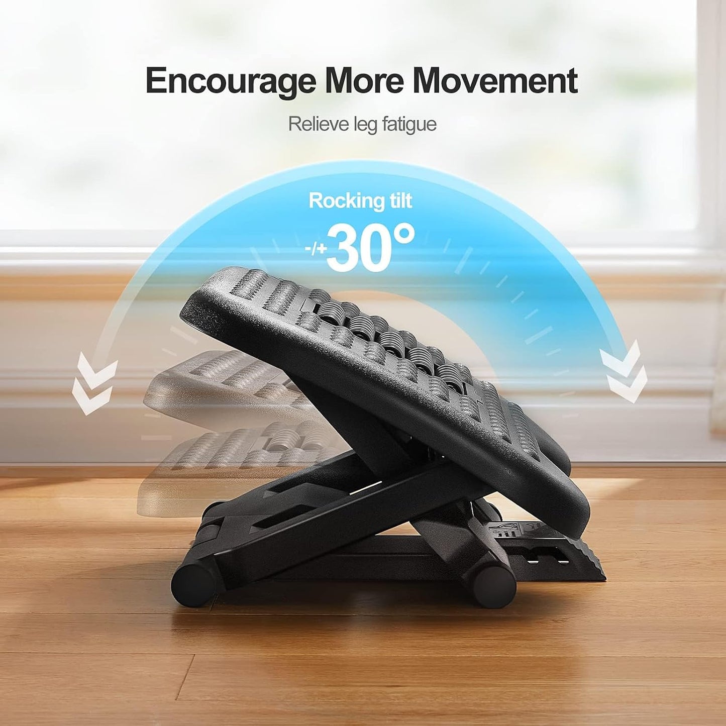 HUANUO Foot Rest for Under Desk at Work, Adjustable Footrest with Massage Texture and Roller, Ergonomic Foot Stool with 3 Height Position, 30 Degree Tilt Angle Adjustment for Home, Office