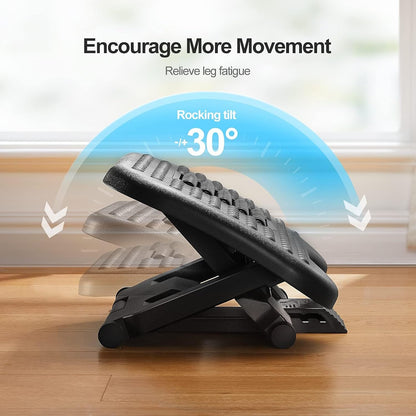 HUANUO Foot Rest for Under Desk at Work, Adjustable Footrest with Massage Texture and Roller, Ergonomic Foot Stool with 3 Height Position, 30 Degree Tilt Angle Adjustment for Home, Office