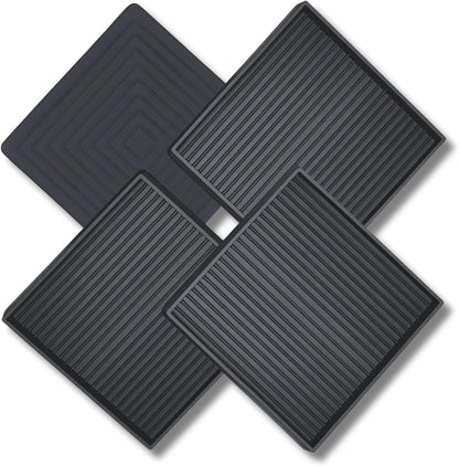 xxxHOLIC Rubber Non Slip Furniture Pads, 2" Black Round, Set of 4 | Furniture Grippers for Hardwood Floors, Anti Skid Caster Cups, Bed Frame & Couch Stoppers, Floor Protectors for Heavy Duty
