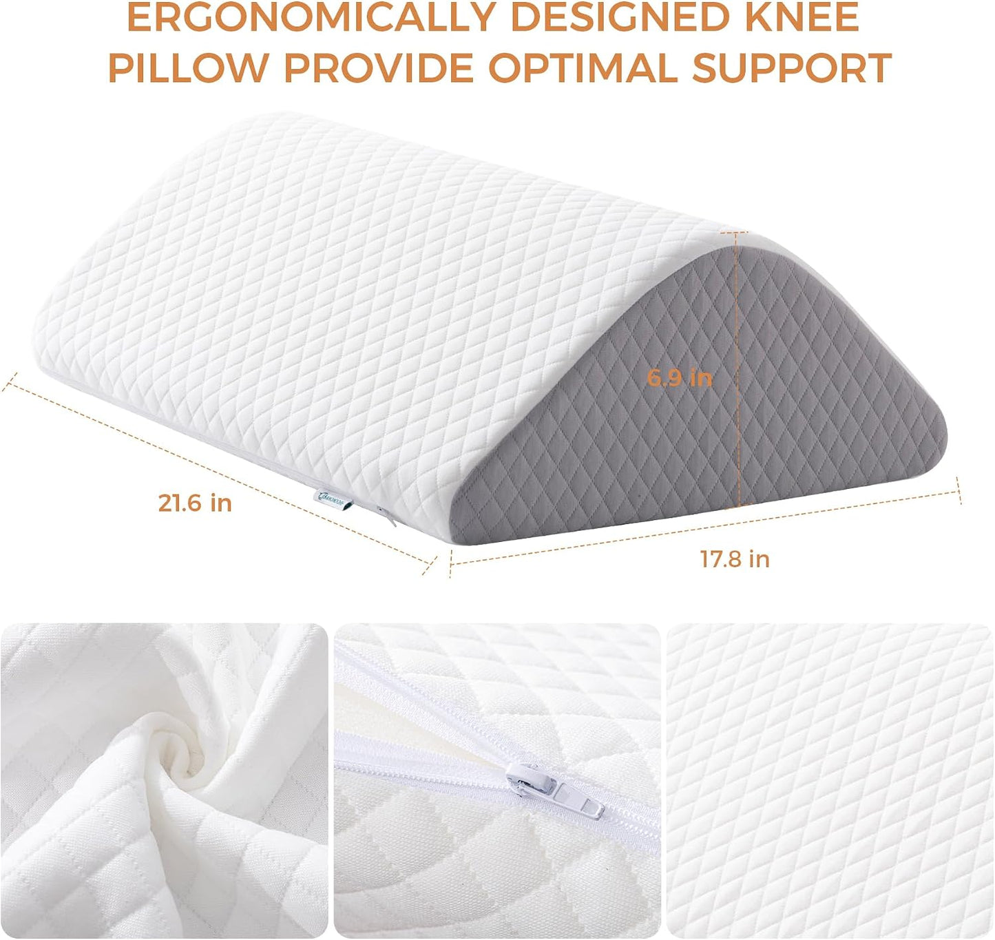 Knee Wedge Pillow for Post-Surgery Recovery-Leg Elevation Support for Sleep Position, Alleviating Lower Back & Hip Pain Enhancing Circulation in Ankles Legs Triangle Pillow with Removable Cover