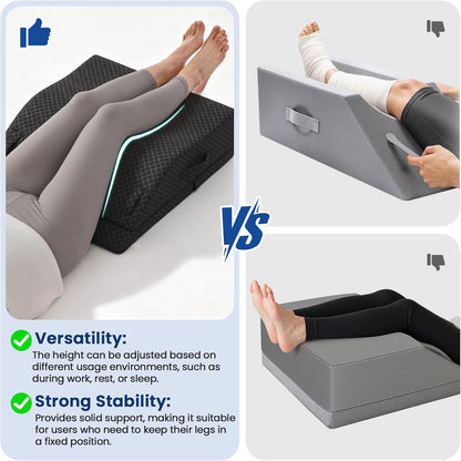 Elevation Pillows for Leg After Surgery, Memory Foam Adjustable Wedge Pillow for Injury or Rest, Ankle Pillow for Sleeping Blood Circulation Grey/Double Leg
