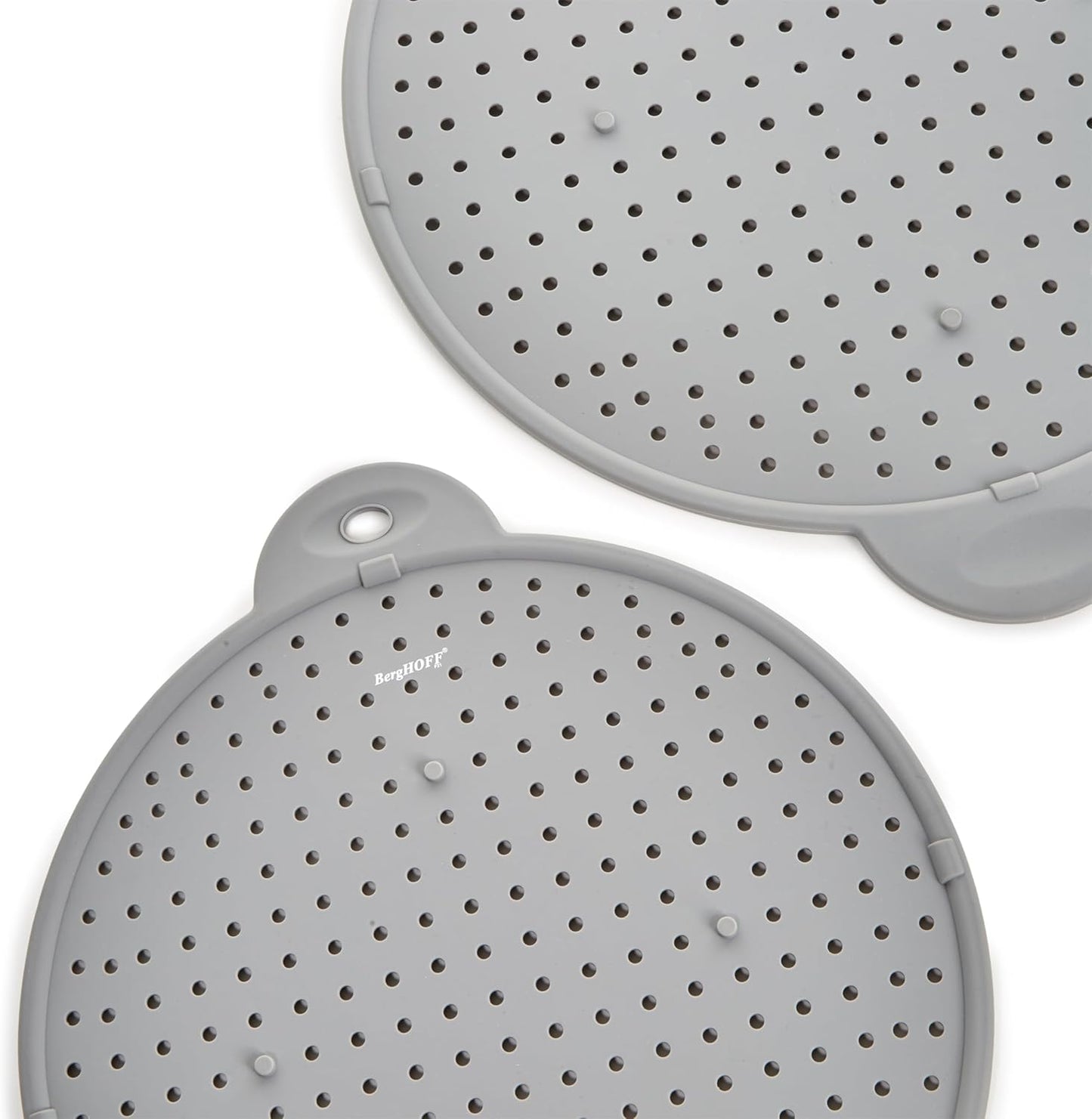 BergHOFF Essentails 11" Silicone Splatter Screen & Grease Splatter Guard | Heat Resistant Oil Splash Shield for Frying Pan, Multifunctional Kitchen Strainer, Cooling Rack & Dual Stay Cool Handles