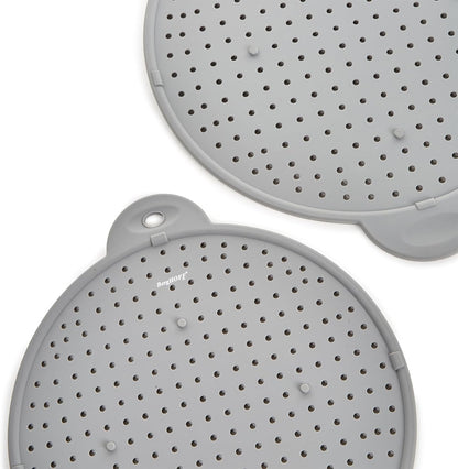 BergHOFF Essentails 11" Silicone Splatter Screen & Grease Splatter Guard | Heat Resistant Oil Splash Shield for Frying Pan, Multifunctional Kitchen Strainer, Cooling Rack & Dual Stay Cool Handles