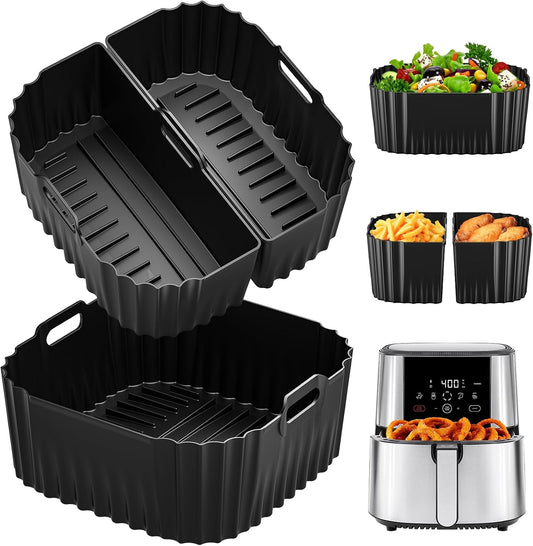 Air Fryer Silicone Liners Square for Chefman 8QT Air Fryer 3 Pack Reusable