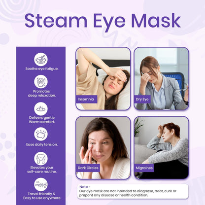 LANNA Heated Steam Eye Mask, Disposable 120 Minutes, Lavender Scent, 5 Pcs