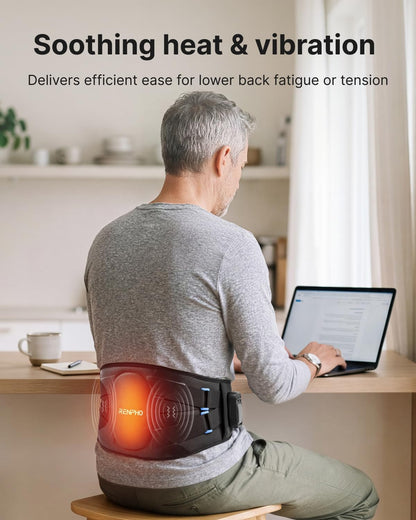 RENPHO Heating Pad for Lower Back, Portable Cordless Brace, Wearable Belt | 5 Heat Levels, 3 Vibration Levels, Heating Pad with Massager, Detachable Support, FSA Eligible HSA, Gift for Men & Women