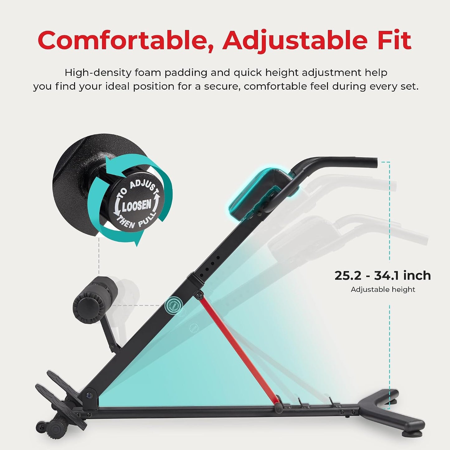 Sunny Health & Fitness Multi-Function Roman Chair | Adjustable Height, Folds Flat for Storage, Built in Dip Station, Targets Back, Abs & Core, Crunches & Back Extensions