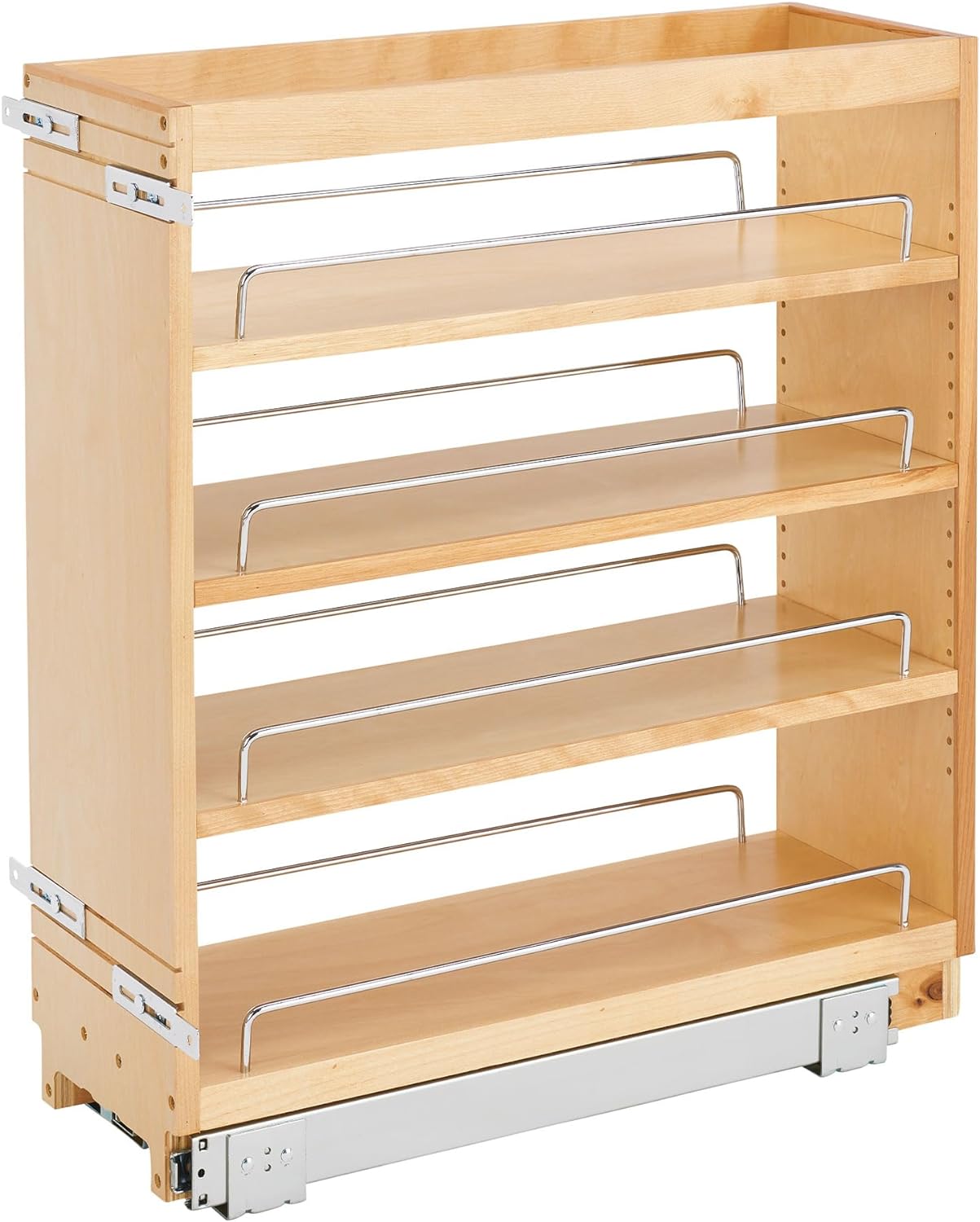 Rev-A-Shelf Pullout Kitchen Cabinet Organizer, Min Cabinet Opening 5.5" W | 5" W Slide Out Pantry Spice or Utensil Storage Rack with Adjustable Shelves for Base Cabinet Organization, 448-BC-5C