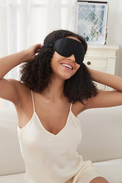 ALASKA BEAR Wraparound Style Organic Cotton Eye Mask with Padded Nose, Big Wide Headband and Large Coverage Ear Muff Sleeping Mask with Bottom Flap for Full Blackout, Dark Grey
