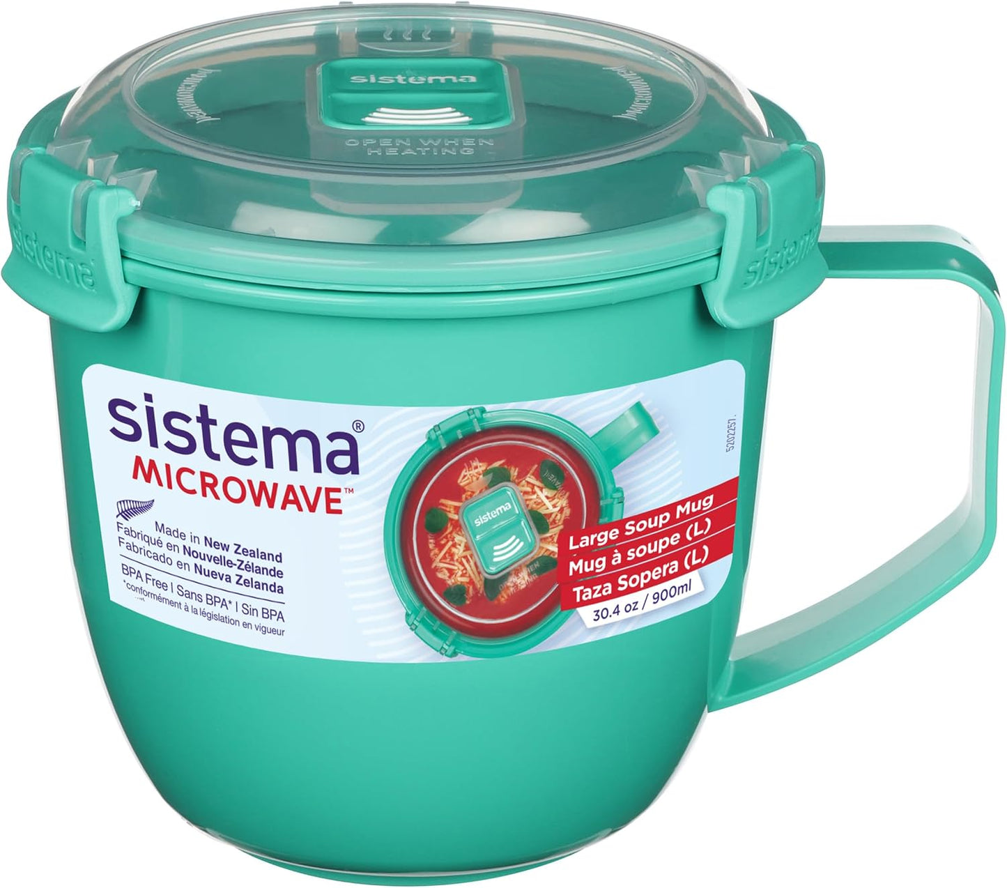 Sistema Microwaveable 940mL Noodle Bowl, Round Microwave Container with Lid & Steam-Release Vent, Cooks Pasta, Soup, Stew & More, Dishwasher & Freezer-Safe, BPA-Free