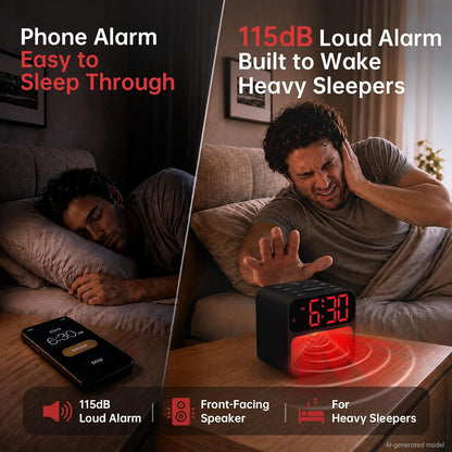 AuroraCalm Extra Loud Alarm Clock for Heavy Sleepers with 115dB Alarm