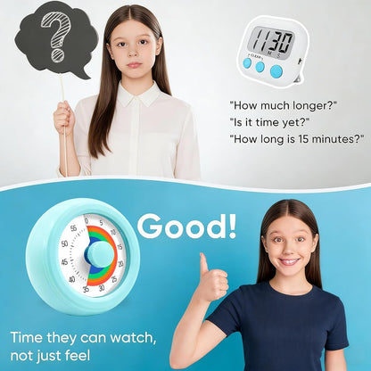 60 Minute Visual Timer with Silent Operation Visual Countdown Timer Rainbow Disk 60 Minute Countdown Timer Task Reminder Home and Kitchen Timer for Kids Desk, Office Meetings (Green)