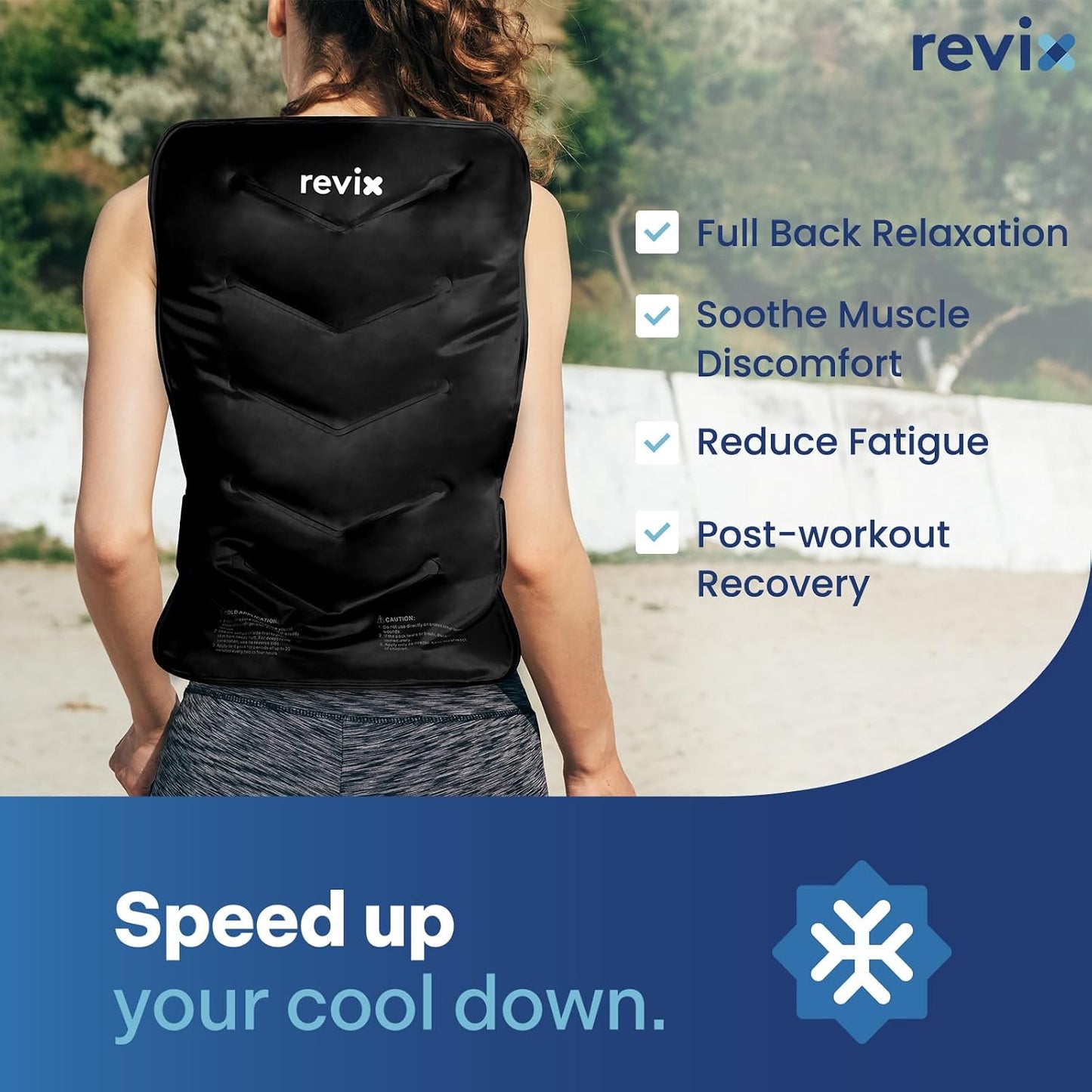 REVIX XXL Full Back Ice Pack Wrap, Reusable Gel Cold Compress for Upper and Lower Back, Long-Lasting Flexible Ice Pack for Muscle Fatigue, Soreness, and Post-Workout Recovery