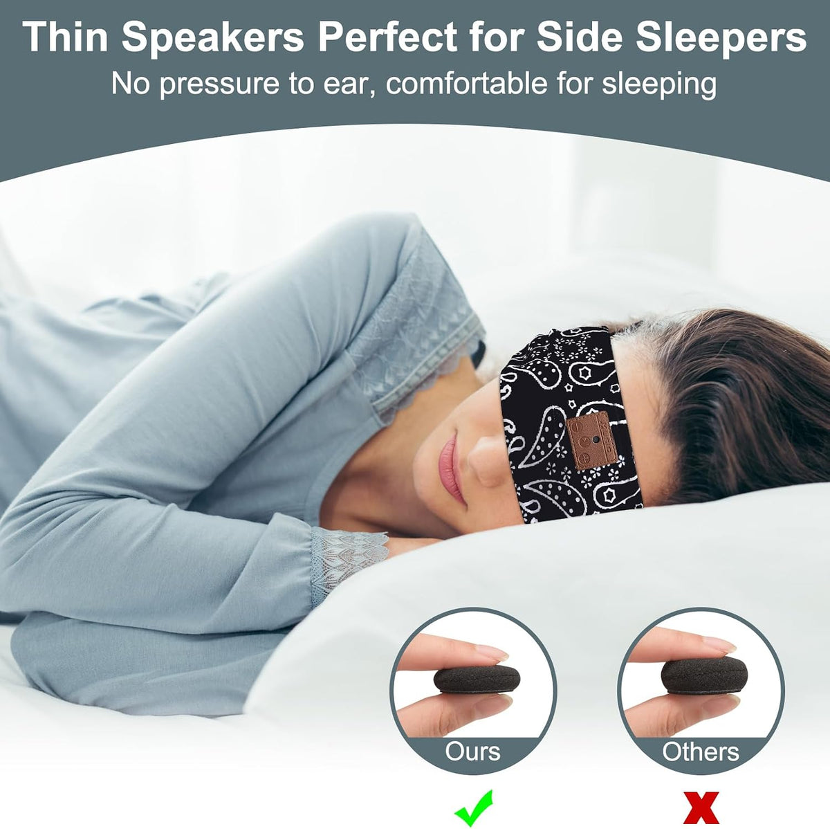 2-Pack Sleeping Headphones, Headband Headphones for Side Sleepers