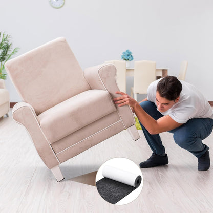 Fullhawl Large Felt Furniture Pads 8 x 60 Inch Non Slip Self Adhesive Heavy Duty Cuttable Strip Roll Felt Sheet Tape for Protecting Hardwood Floors Chair Wall, White