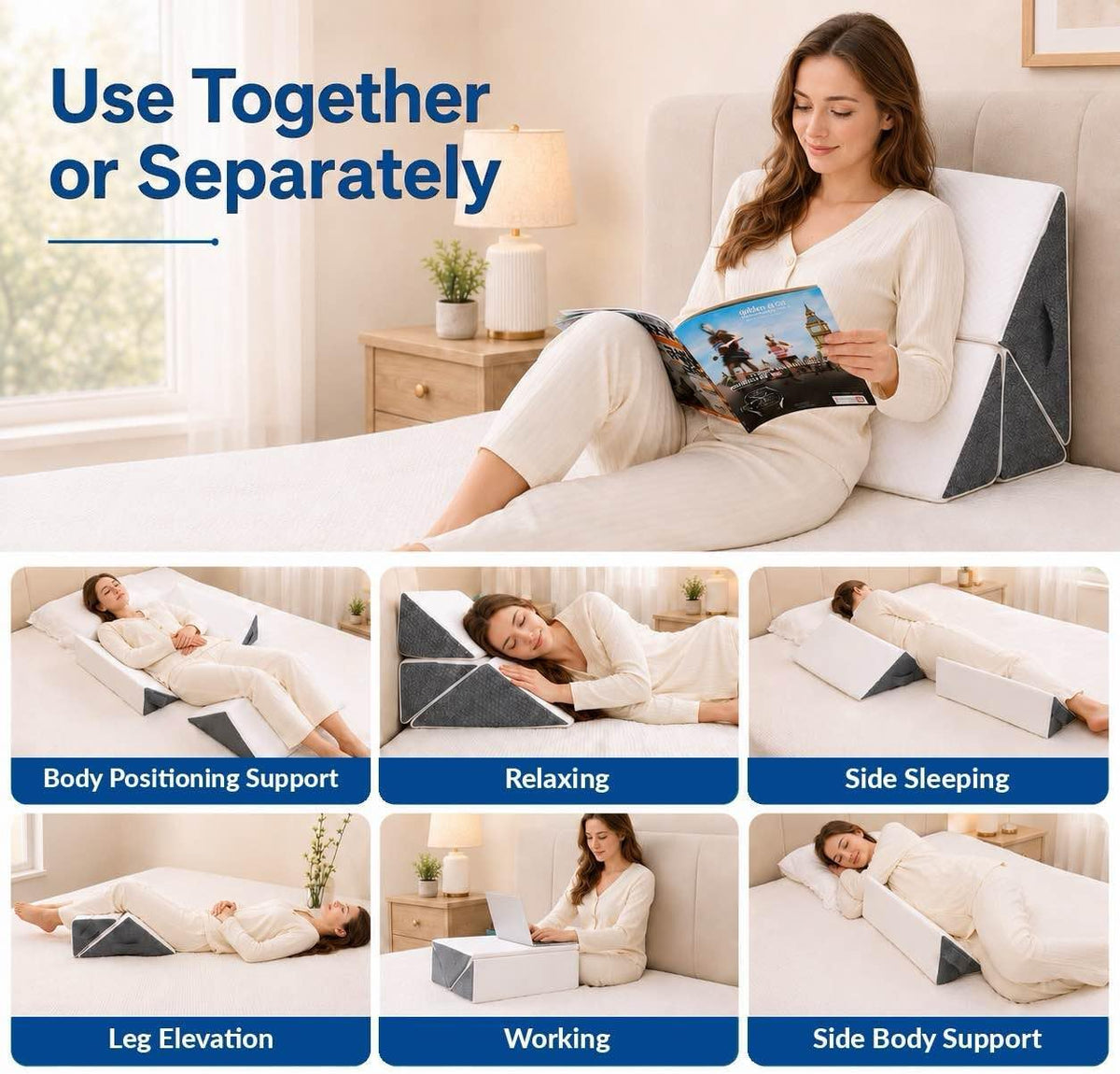 3PCS Positioning Wedge Pillow Set, Bed Wedges & Body Positioner