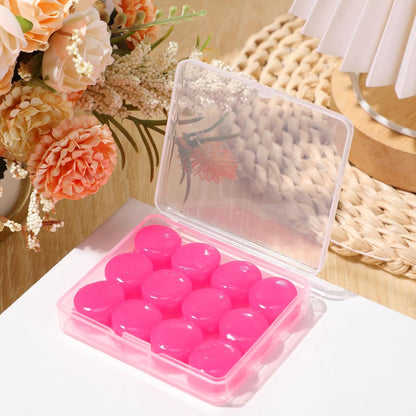 TrelaCo 12 Pack Soft Ear Plugs for Sleeping, Reusable Moldable Silicone Earplugs Noise Cancelling Reduction for Concerts, Swimming, Shooting, Snoring, Airplane, Musicians, Motorcycle (Pink)