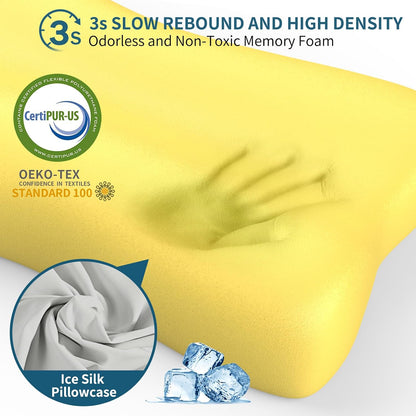 Polovo Cervical Neck Pillow for Pain Relief - Ergonomic Side Sleeper Pillow for Deep Sleep, Contour Memory Foam Pillows for Sleeping Bed Pillow for Side Back Stomach Sleepers(Grey)