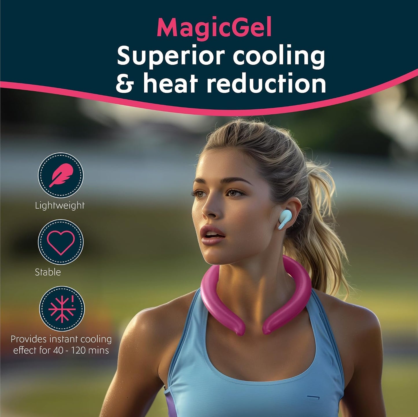 Magic Gel Neck Cooling Tube - Cooling Neck Ring - Reusable Ice Ring Wraps - Necks, Face Ice Coolers - Frozen Cool Wraps, Tubes for Summer Heat, Extremely Hot Weather - 2 Pack, B&W