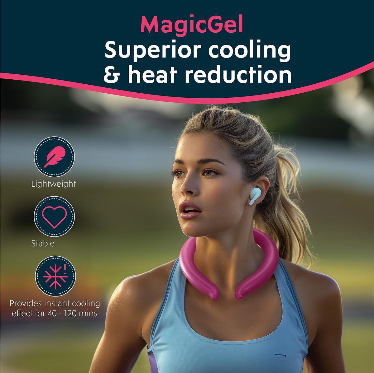 Magic Gel Neck Cooling Tube - Cooling Neck Ring - Reusable Ice Ring Wraps - Necks, Face Ice Coolers - Frozen Cool Wraps, Tubes for Summer Heat, Extremely Hot Weather - 2 Pack, B&W