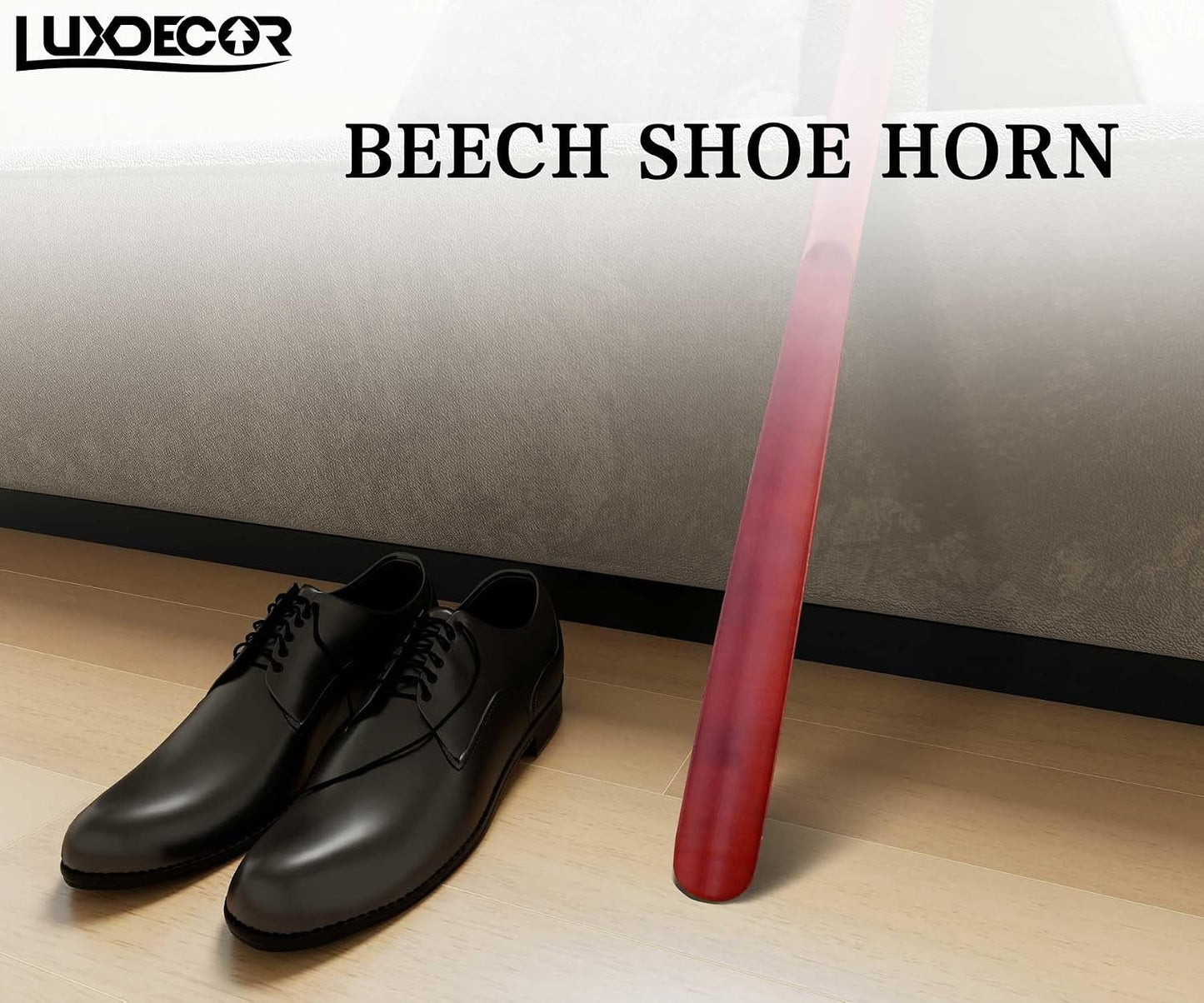 Luxdecor Long Handled Wooden Shoehorns-24in Wooden Long Handle Shoe Horn for Seinors Men Boot Jack Shoe Helper for Women