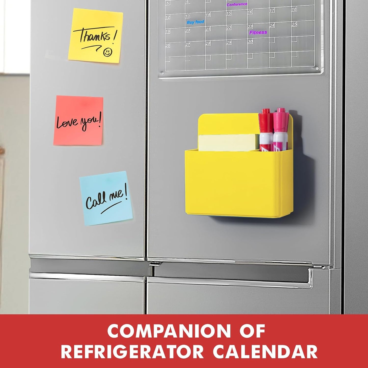 BEYGORM Plastic Magnetic Pen Holder, Powerful Magnet, 2 Pack | Classroom Must Haves, Dry Erase Marker Holder for Whiteboard, School Locker Organizer, Pencil Cup for Refrigerator(Black)