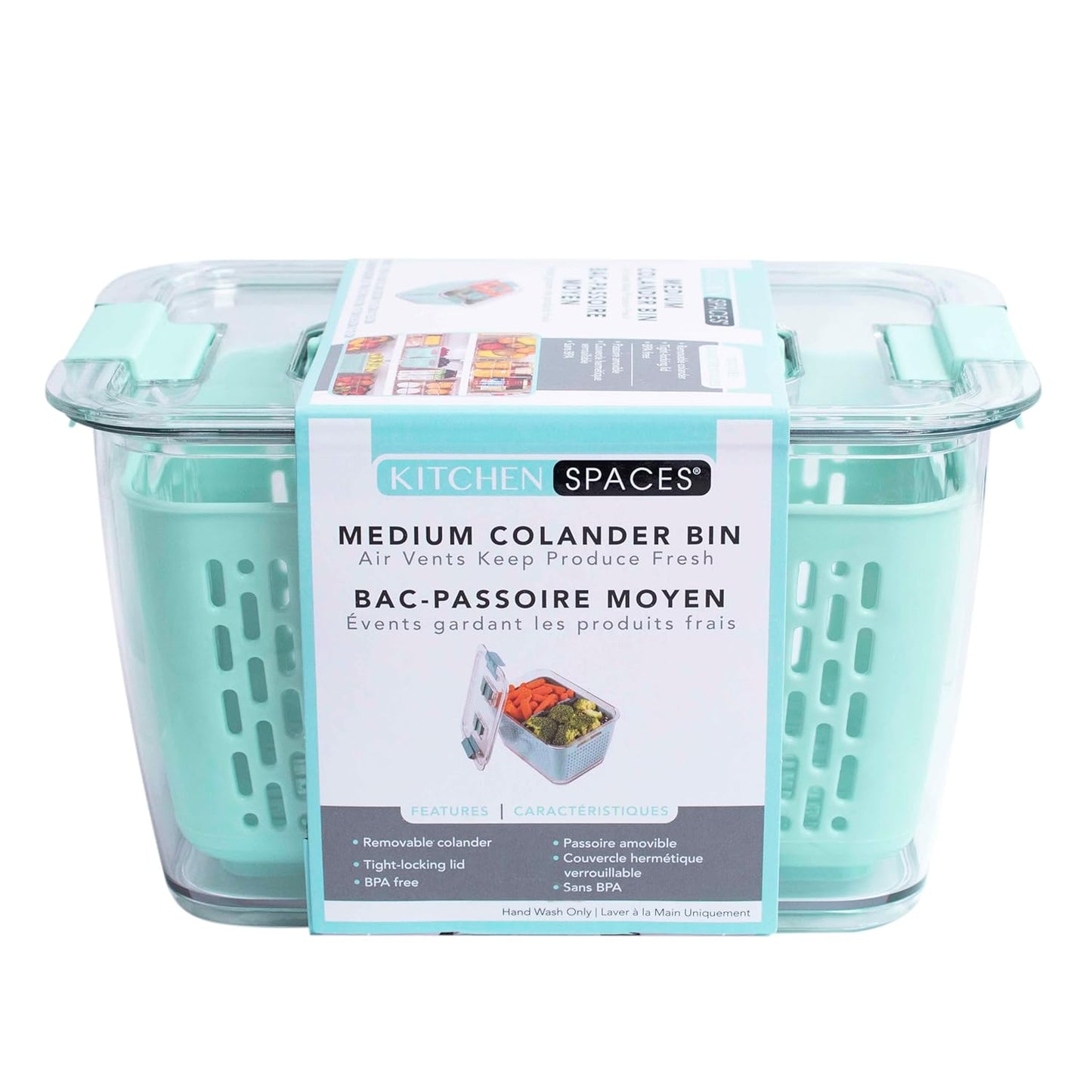 Kitchen Spaces Stackable Fridge Storage Colander Containers, Variety Pack | 3 Sizes to Store Fresh Produce, Organize Washed Fruits and Veggies, Snap and Seal Lids with Adjustable Vents, Hand Wash Only