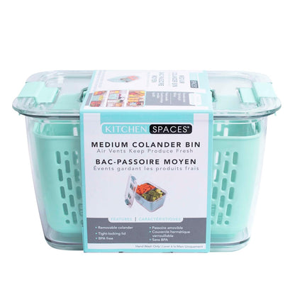 Kitchen Spaces Stackable Fridge Storage Colander Containers, Variety Pack | 3 Sizes to Store Fresh Produce, Organize Washed Fruits and Veggies, Snap and Seal Lids with Adjustable Vents, Hand Wash Only