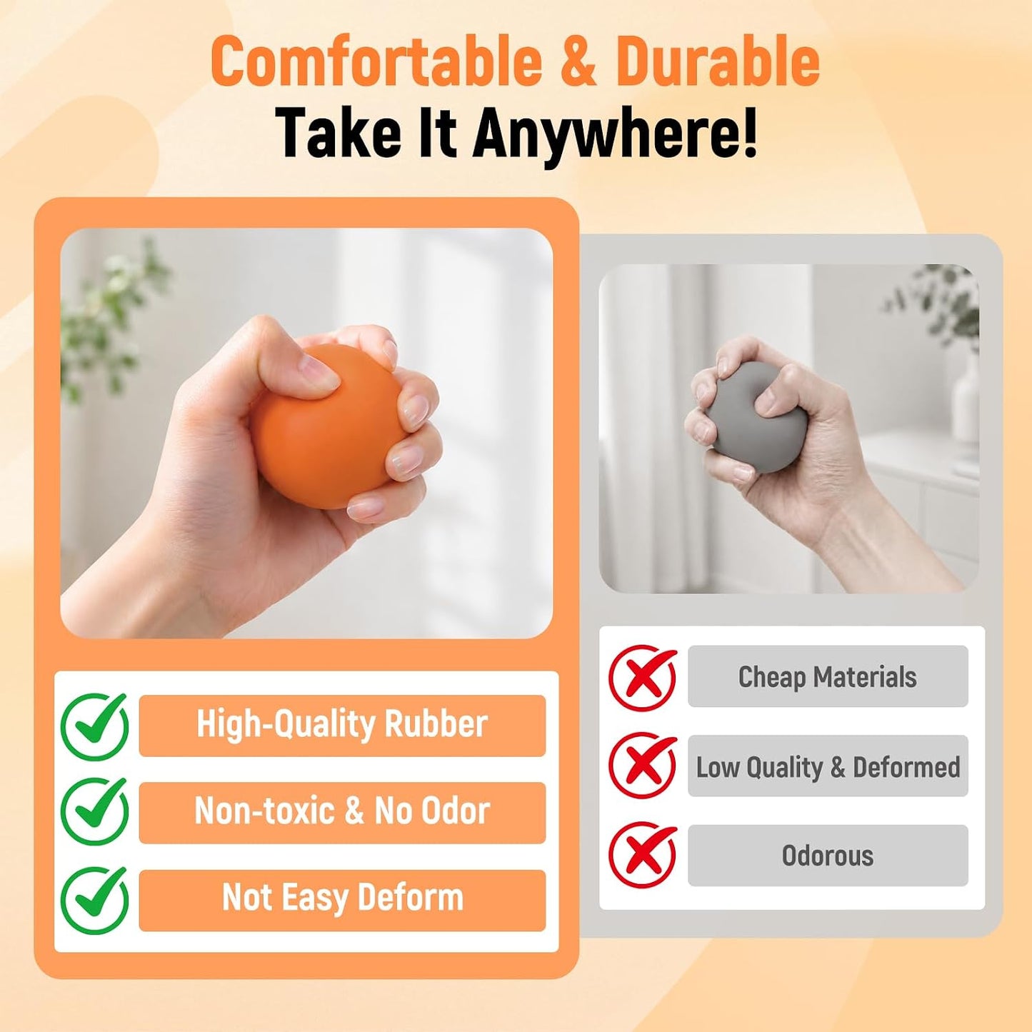 Massage Ball Lacrosse Ball for Myofascial Release, Massage Deep Tissue for Back, Neck, Foot Trigger Point Therapy, Full Body Muscle Knots, Relieving Muscle Pain (Orange)