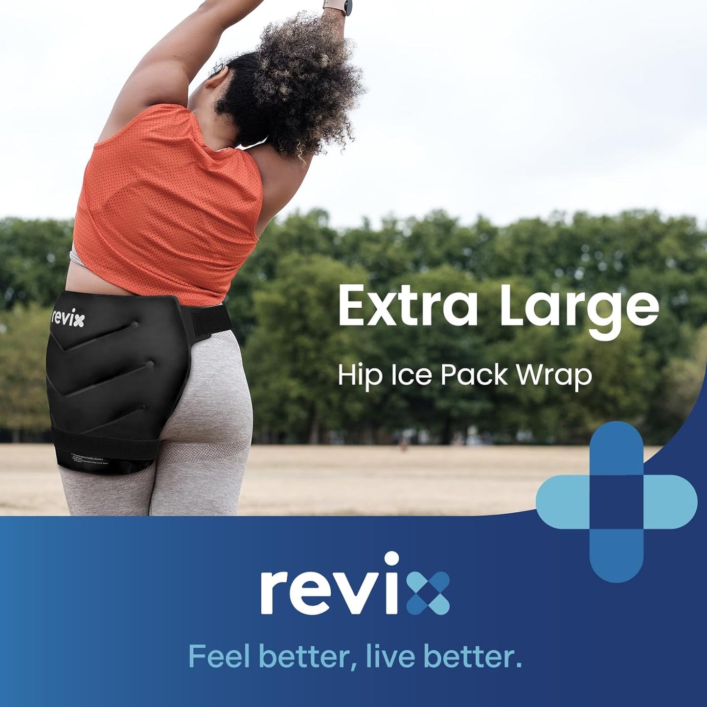 REVIX Extra Large Hip Ice Pack Wrap After Surgery, Hot Cold Packs for Hip | Reusable Gel Cold Pack for Hip Replacement Recovery, Sciatic Nerve, Cold Therapy Hip Flexor Compression Wrap, Black
