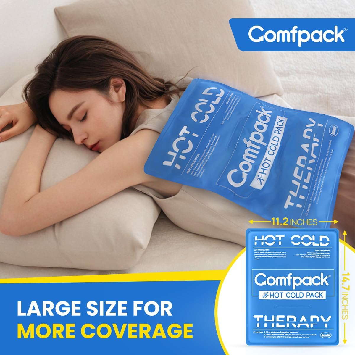 Comfpack Soft Ice Packs for Injuries Reusable, Double Side Hot Cold Therapy