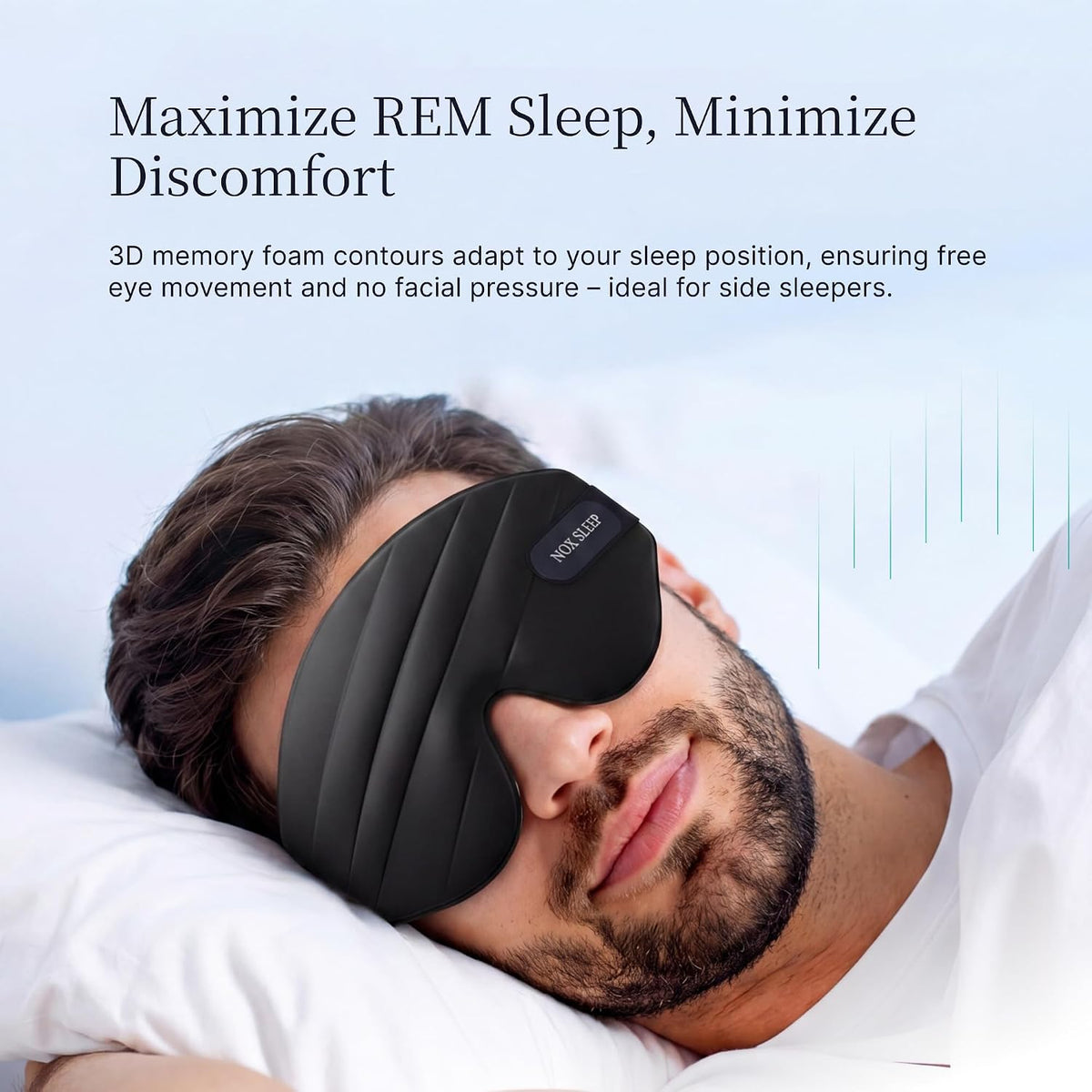 Nox Sleep 3D Sleep Mask for Men, 100% Blackout Eye Mask for Sleep, Ice Silk Lightweight Sleeping Mask for Side Sleepers, Soft Breathable Blindfold Perfect for Travel & Deep Sleep