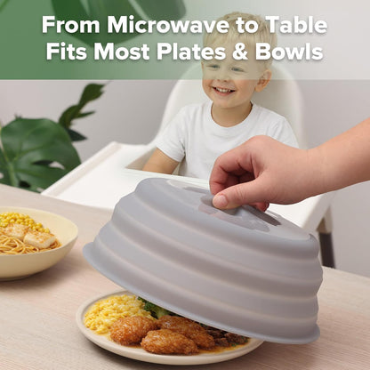 haakaa Collapsible Silicone Microwave Splatter Cover for Food, 11.5 Inch | BPA Free Silicone, Vented Microwave Plate Cover, Easy-Lift Grip, Dishwasher Safe, Heat Resistant, Fits Plates & Bowls