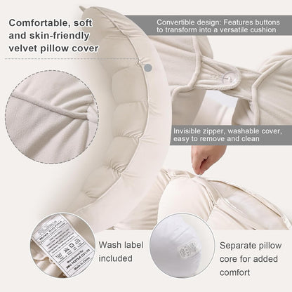 Peallow(Pat. Pend) – Long Round Body Pillow for Adults, Bolster Pillow for Sleeping, Soft and Supportive Pillow for Sleeping & Lumbar Support (Green-White, 29.5")