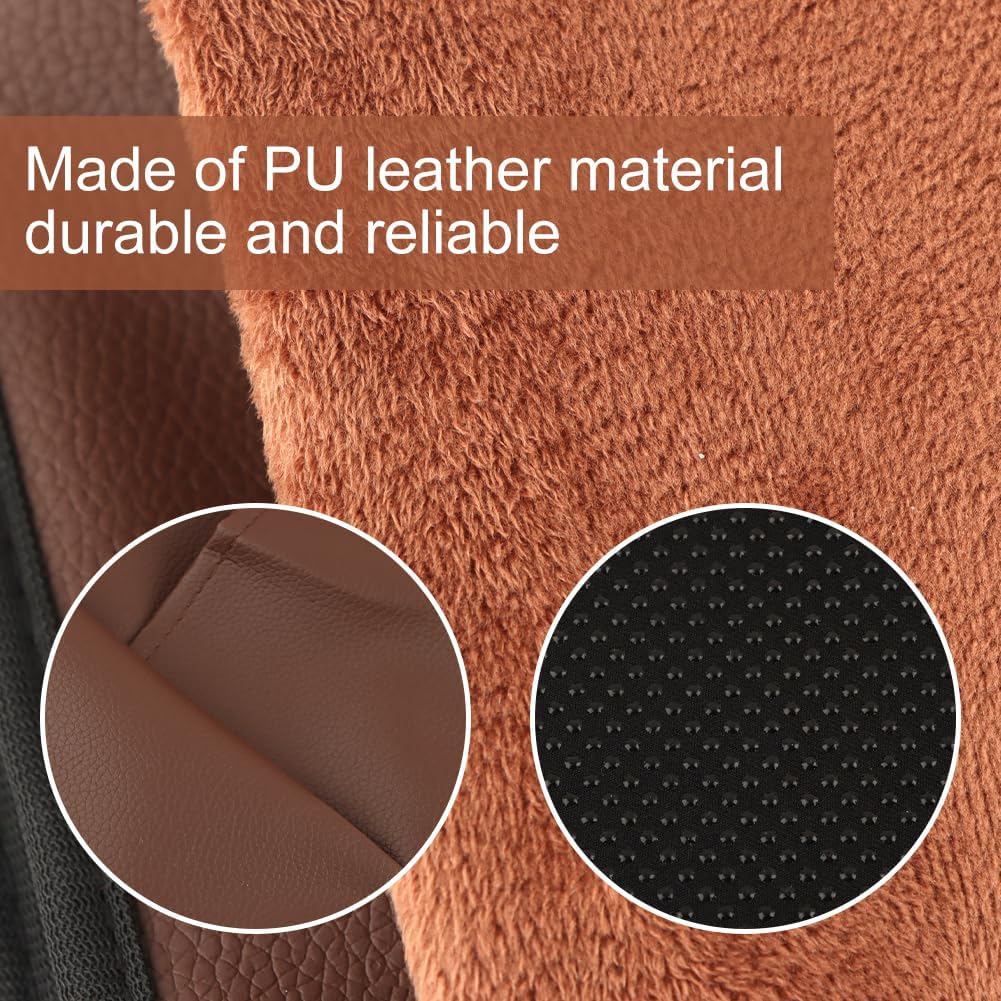 Anti-Slip PU Leather Velvet Sofa Couch Chair Armrest Soft Caddy Organizer Holder with 5 Pockets for Phone, Book, Magazines, TV Remote Control - Draped Over Sofa, Couch, Recliner Armrest (Brown)