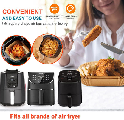 Air Fryer Liners Disposable 9 Inch, 9 inch Air Fryer Liners 125 Pcs Large Square Air Fryer Paper Liners for 5QT 6qt 8QT Air Fryer, Non-stick Parchment Paper for Frying, Baking