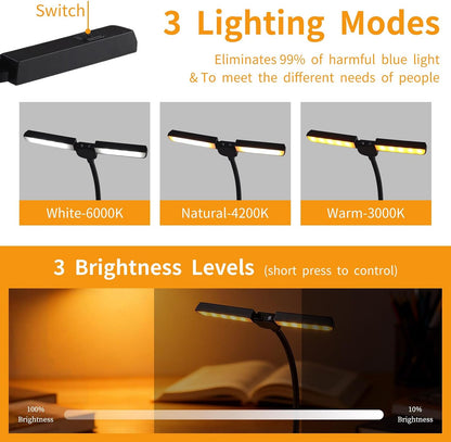DORNLAT 18 LED Rechargeable Book Light, 1200 mAh 80 Hrs Lasting Reading Light at Night- Eye Caring 3 Color Temperatures Reading Lights - Portable Clip on Light, Present for Reader